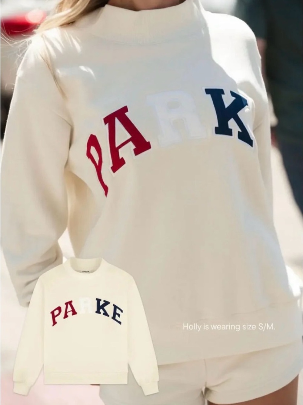 PARKE Coastal Red, White and Blue Mock-neck